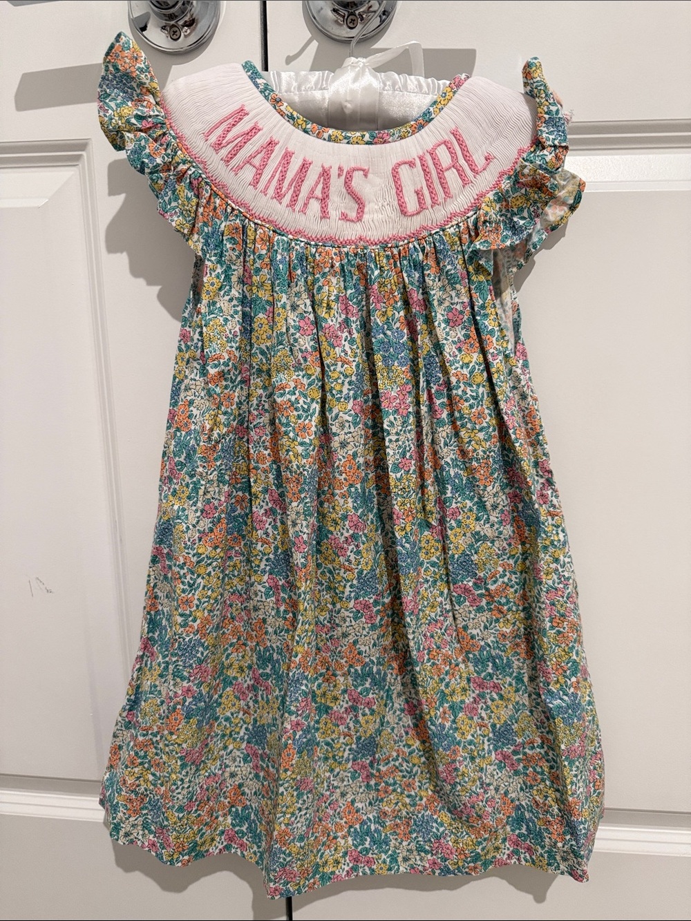 Mama's Girl Floral Smocked Casual Dress for Girls - Pink & Multi